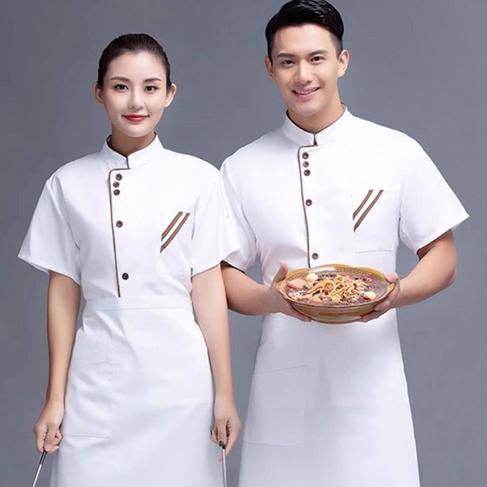 White Chef Clothes Short Long Sleeve Overalls New Work Uniform  Hotel