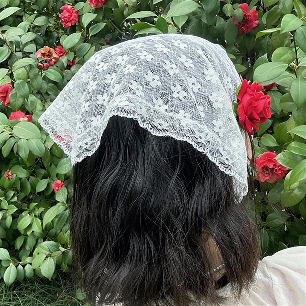 Eye Catching Hairband Scarf Bandanas Lace Head Wrap Modern Flower Embroideried Hair Scarves for Women and Girl