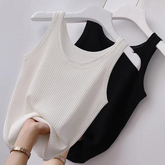 Women Vest Sleeveless Solid Color Sexy Summer Washable Anti-fade Oversized Tank Top Beach Clothing