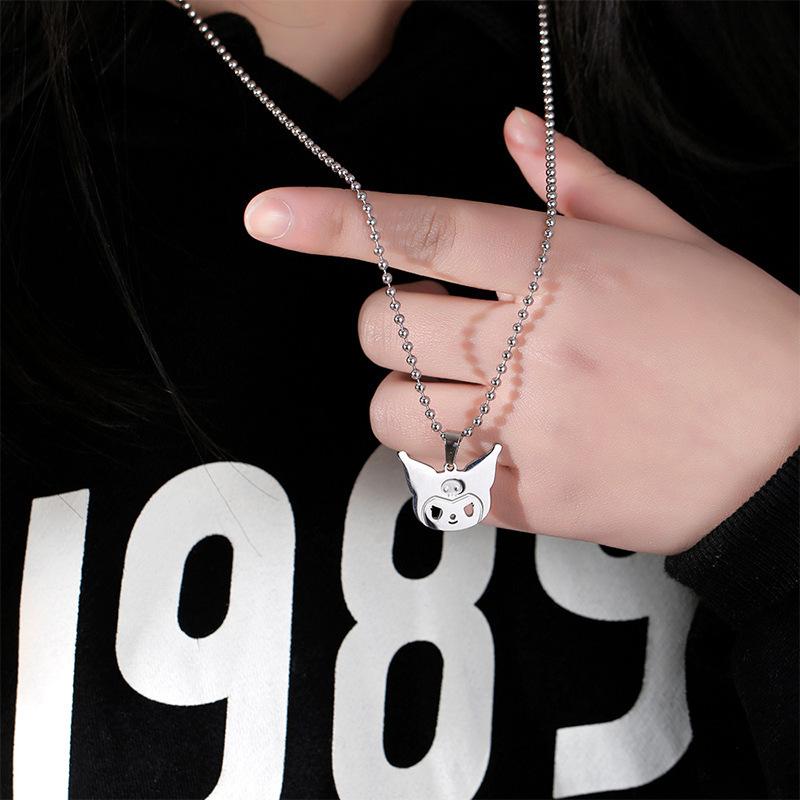 Kuromi Kuromi Necklace Is Sweet and Cool Hip-hop Trendy Sanrio Cartoon Titanium Steel Pendant