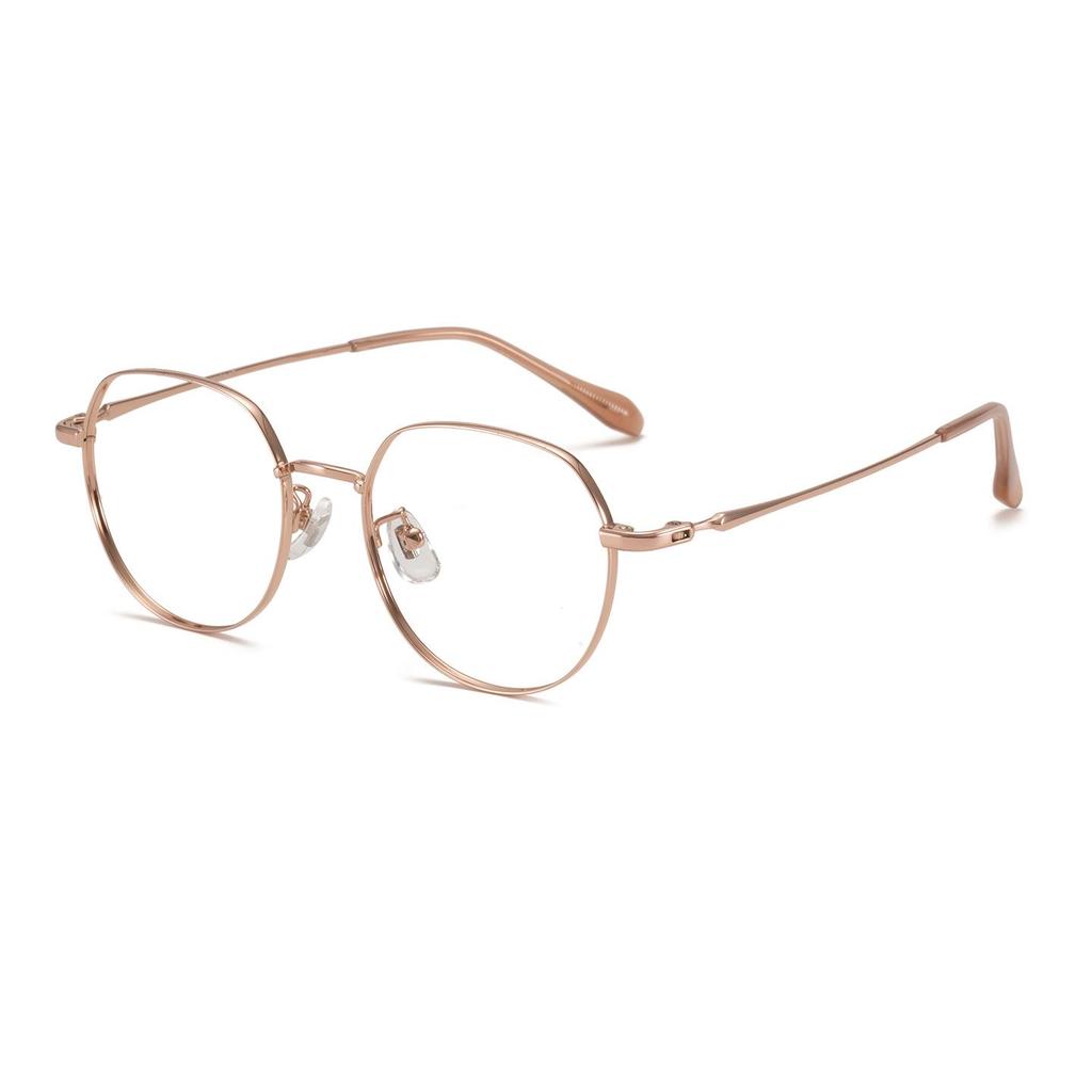 Ultraleichter Damen-Brillenrahmen aus reinem Titan - 49-eckig, Kleiner Rahmen, No-Makeup-Look, Influencer-Stil (98743)