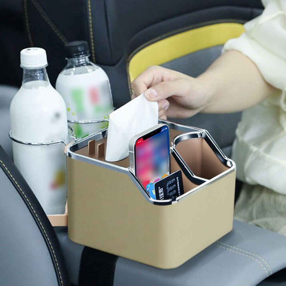 Waterproof Car Armrest Storage Box Phone Stand Car Armrest Cup Holder Tray  Interior