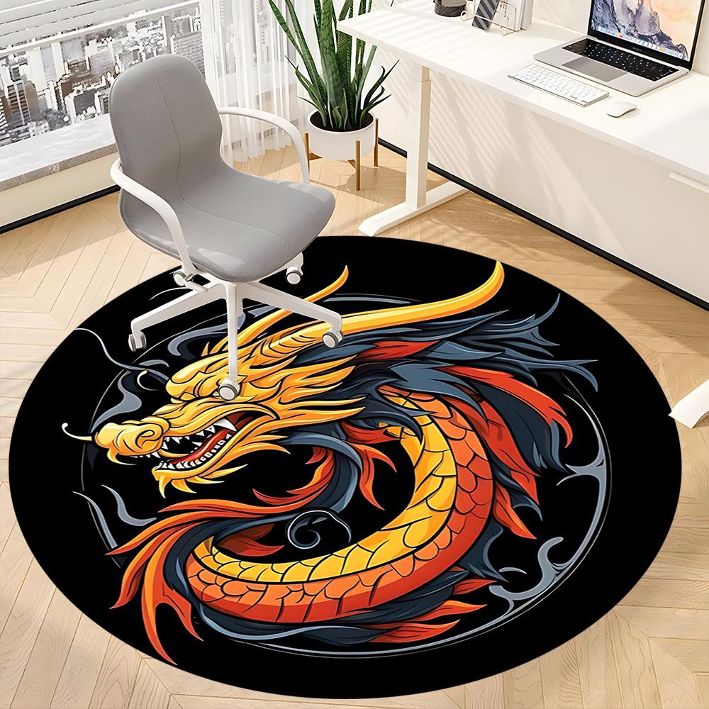 1pc Dragon YinYang Office Round Area Rug, Under Office Chairs Bedroom Living Room Home Decor, Room Deco, Available in Various Sizes