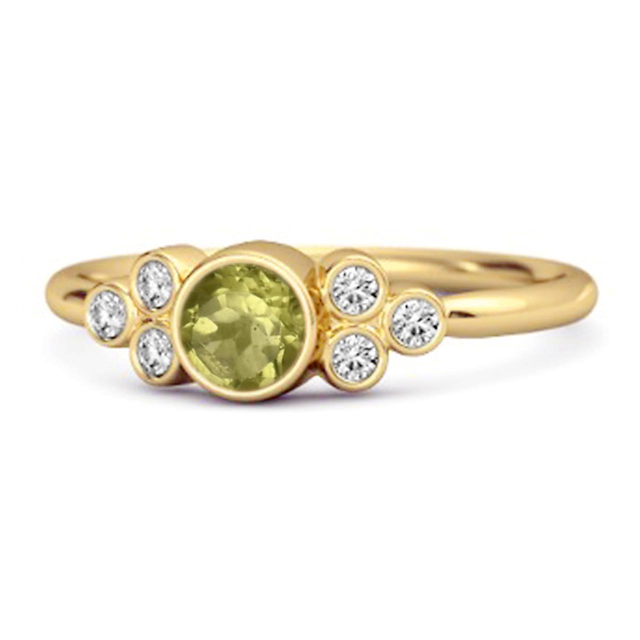 

Bezel Set Peridot 925 Sterling Silver Gold Vermeil Boho Ring 6.5 жовтий/золотий