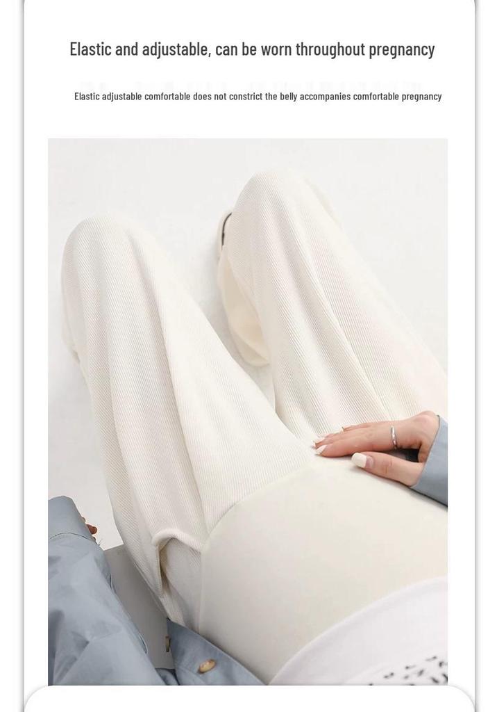 Pantalones de Pierna Ancha de Cintura Alta para Maternidad Tallas Grandes Primavera/Verano 2026 con Soporte Abdominal y Pierna Recta Forrados de Terciopelo