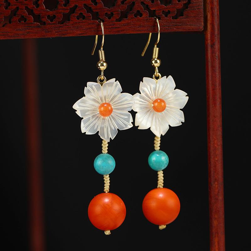 Niche retro earrings medium and long fringed earrings simple temperament cheongsam earrings women
