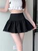 Damen Minirock Y2K Hohe Taille Spitze Rüschen Minirock mit Shorts A-Linie für Tägliche Party Schwarz