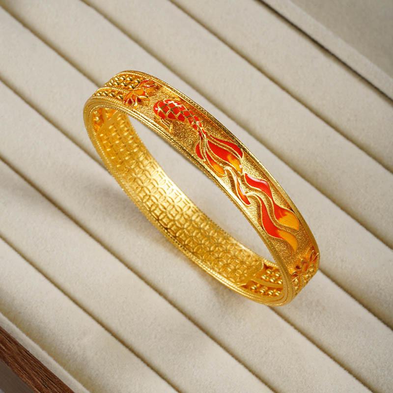 Hollow Abacus Copper Coin Pattern Bracelet Palace Style Enamel Koi Carp Jewelry Bracelet