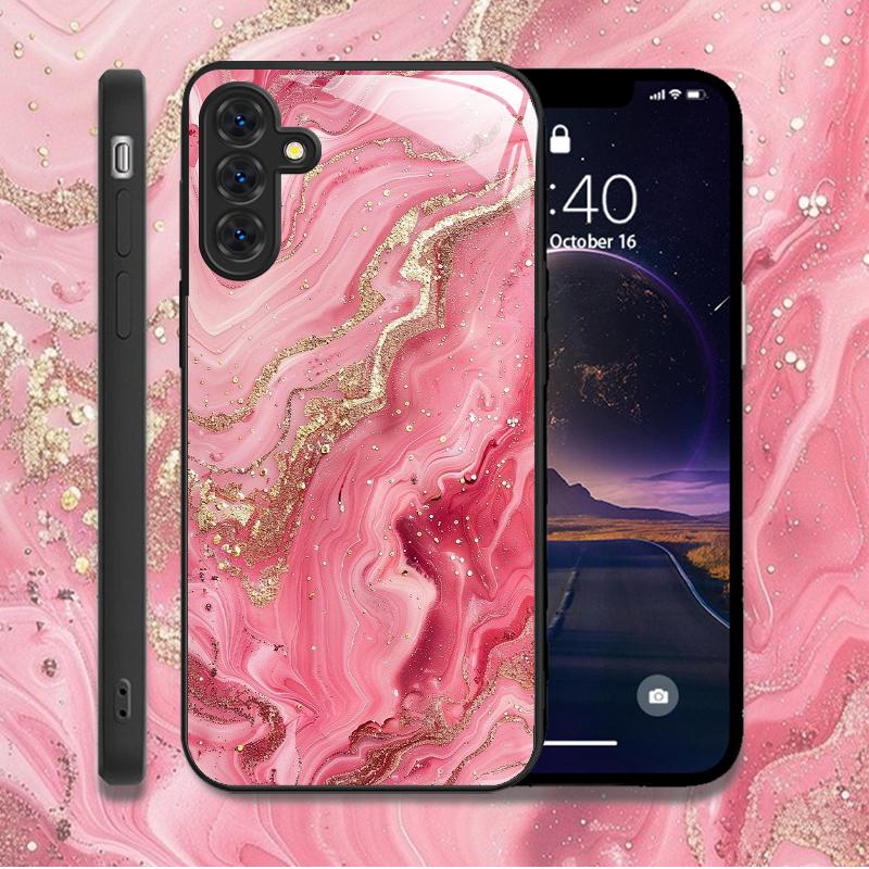 Custodia per Telefono in Vetro Temperato con Motivo Marmo di Lusso per Samsung A35 A55 A54 A13 A03 A15 A25 A71 4G 5G Cover Protettive Rigide Antiurto