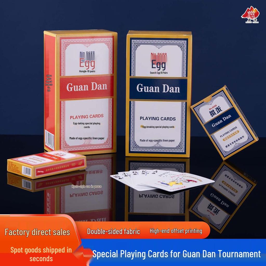 Guan Dan Premium Poker Playing Cards - Thickened, Hardened with High-End Linen Finish, Blue Core Paper, Full Case of 100 Decks.