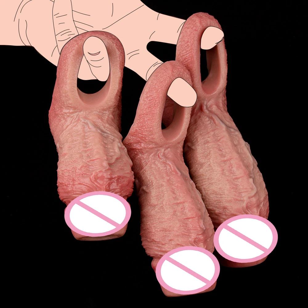 Gerçekçi Penis Kılıfı Boyut S M L XL Silikon Açık Uçlu Sik Kılıfı Yüzük Gerçekçi Oyuk Dildo Seks Oyuncağı Sik Büyütme