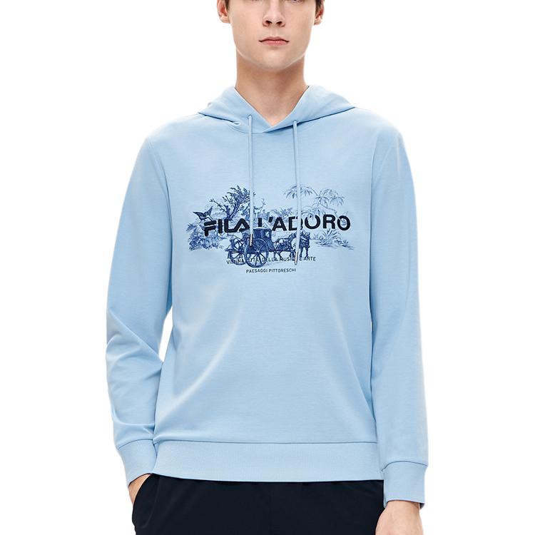 Fila Casual Letter Print Knitted Hoodie Men hoodies Navy-Blue F11M238203F-LB