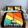 Retro Guitar "Lets Rock" Design Bedding Duvet Cover Set Duvet Cover Pillowcases  (1*Duvet Cover 2*Pillowcases, Without Duvet Insert)