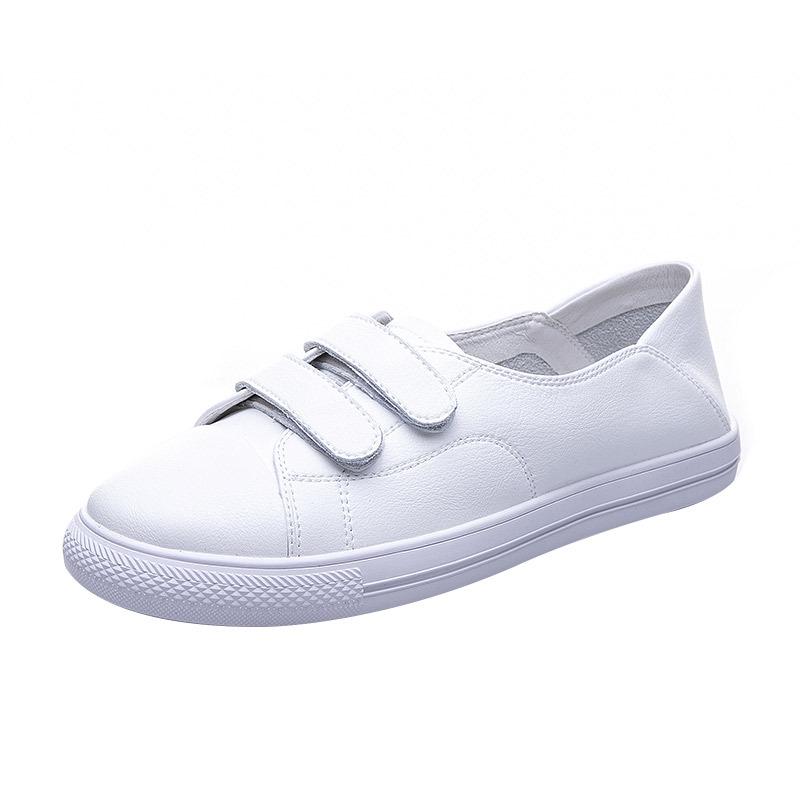 2025 Korean Style Women's White Genuine Leather Flat Casual Shoes