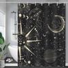 Sun And Moon Boho Mandala Printed Shower Curtain Black And White Celestial Shower Curtain Bathroom Decoration Bathtub Screen