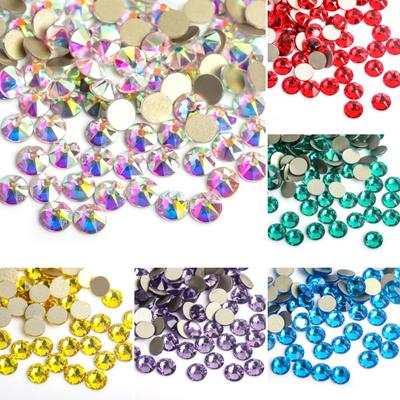 Eight Big And Eight Small Gold Bottom Flat Bottom Diamond Crystal Glass Manicure Diamond Rhinestone Mobile Phone Case Flat Bottom Nail Sticker Drill