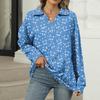 Women's Summer Fashion Casual  Printed V-Neck Long Sleeve Shirt Top