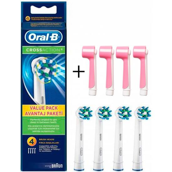 

Сменная насадка для зубной щетки Oral-B Cross Action, 4 шт. + 4 розовых чехла