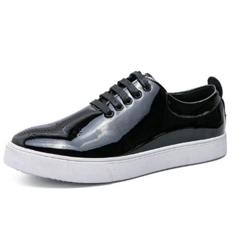 Glossy Leather Men sneakers Fashion Upscale Luxury Casual Men Board Shoes Green Lace Up Casual Shoe Flats Zapatillas Hombre H496