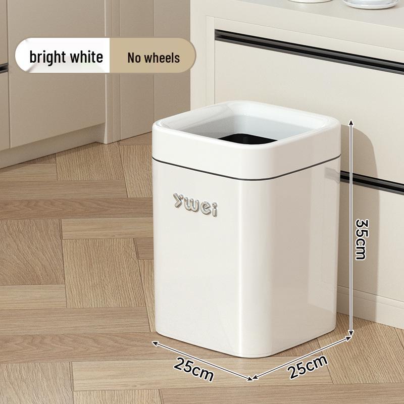 Dual-Use Square Trash Can with Wheels - Light Luxury Wastebasket for Kitchen & Bathroom, Large Capacity Trash Can