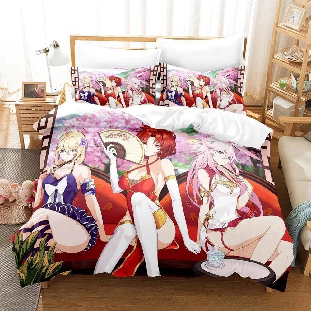 Nuovo Gioco Honkai Impact 3rd Set Biancheria da Letto Copripiumino con Federe Singolo Matrimoniale Queen King Biancheria da Letto Tessuti per la Casa