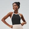 Women's Longline Two Tone Shockproof Sports Tank Top Bra Sleeveless Push Up Yoga Vest
