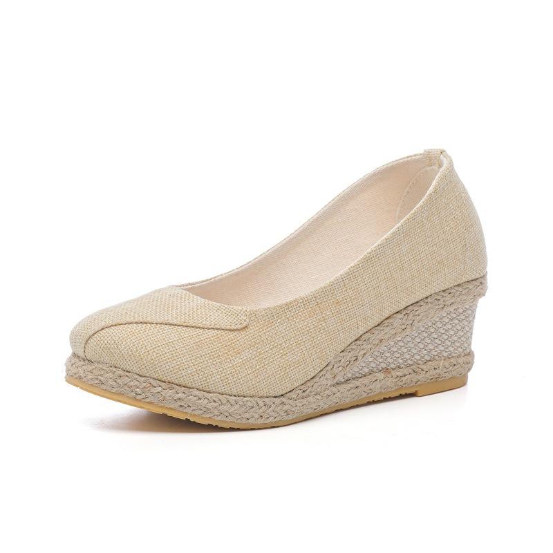 

модные туфли-лоферы на танкетке эспадрильи женские туфли-лодочки повседневные туфли без застежек женские удобные туфли на каблуке элегантные туфли на каблуке Zapatos De Damas Elegantes 42 бежевый