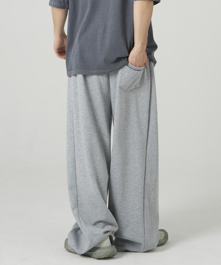 ROCKED GARAGE Unisex All-Season/Fleece-Lined Training Pintuck Balloon Two-Way Wide Pants_Gray