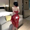 Female Porn Hanfu Red Women Sexy Chinese Traditional See Through Dress Belly Dancer Cosplay Costumes Bandage Skirt Set Lingeries