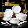Minimalist Gold Rim Diamond Ceramic Dinnerware Set