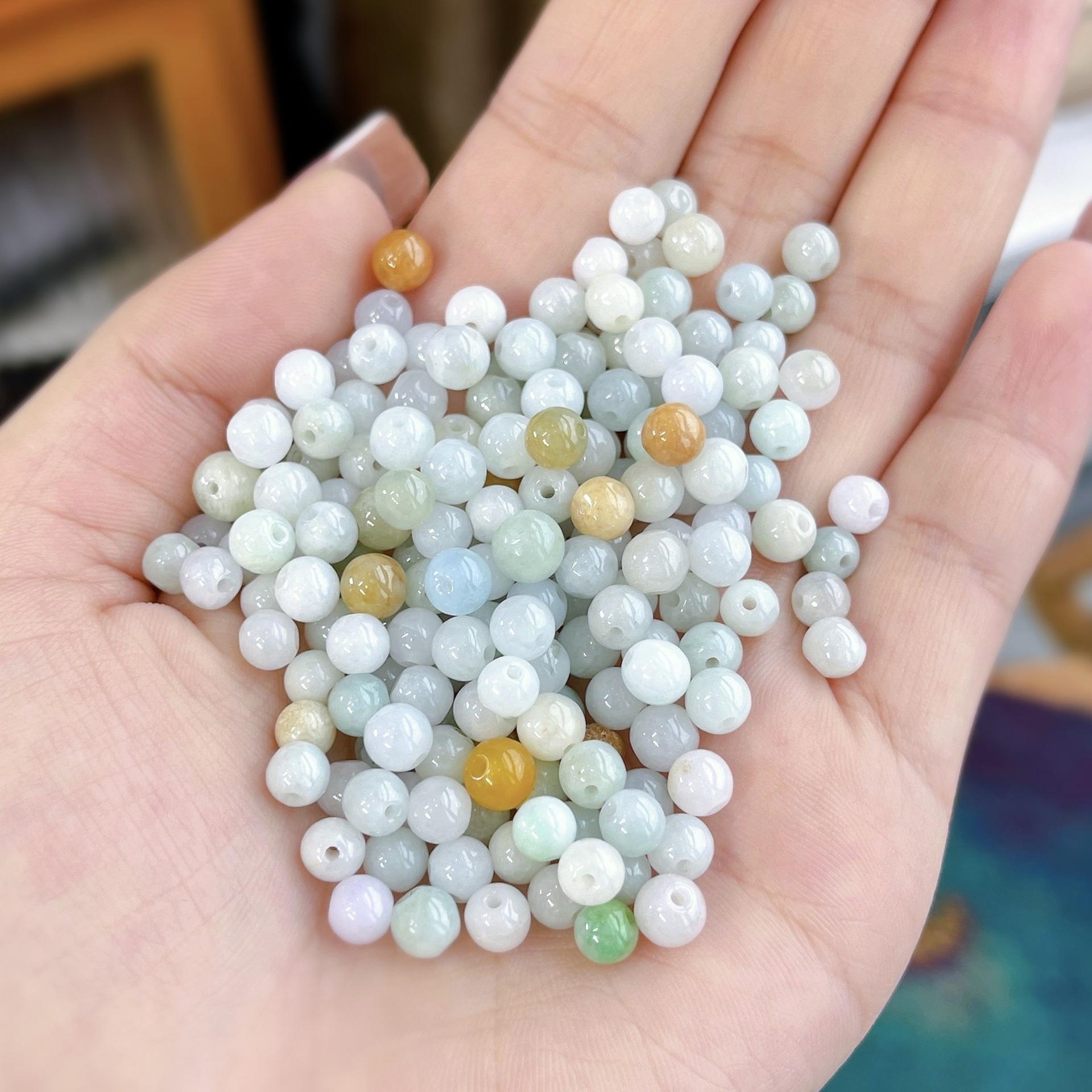 Myanmar A-Grade Natural Jade Round Beads: Handmade Gemstone Strands for DIY Bracelets and Necklaces (6-10mm).