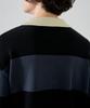 DRAW FIT Striped Cotton Collared Knit [Black]