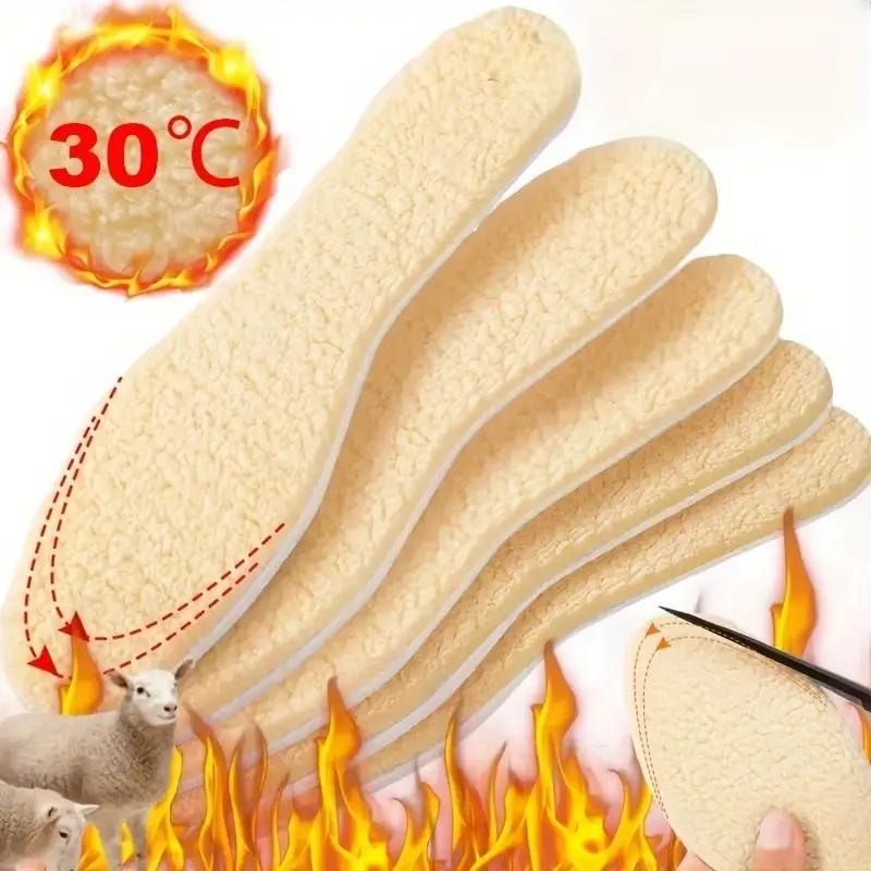 6pcs Thick Fleece Winter Insoles – Warm, Sweat-Absorbing, and Insulated for Snow Boots, Men and Women