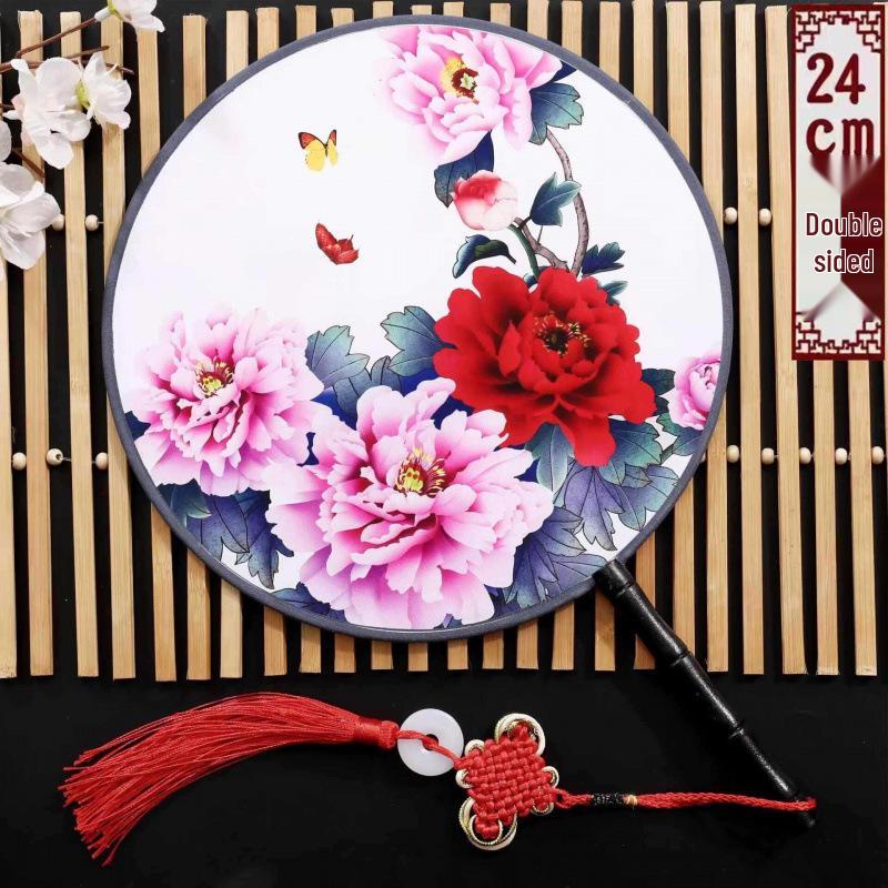 Neuer doppelseitiger runder Cheongsam Performance Tanzfächer