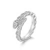 S925 Sterling Silver Moissanite Snake Bone Ring - Women's Classic Luxury Design