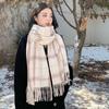 Korean Versatile Simple and Fashionable Niche Plaid Scarf Winter Casual Comfortable Breathable Warm Neck Protection Fringed Scarf