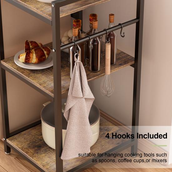 Kitchen Storage Rack Rack Mini Fridge Stand with Shelves 5-Tier Coffee Bar Table Cabinet Microwave Baker Utility Shelf for Dorm Small Bakers
