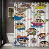 Crayon Shin-Chan & Friends & Shiro Night Forest Firefly Adventure Scene 2D Print Waterproof Shower Curtain, Mysterious Purple &