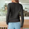 Women's Fashion Round Neck Pullover Sweater Casual Versatile Solid Color Knit Top