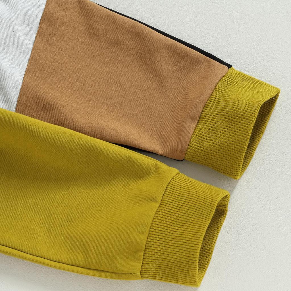 Baby Boys Track Suit 6M 12M 18M 24M 3Y Contrast Colors Long Sleeve Hoodie Sweatshirt and Elastic Pants for Toddler 2 Piece Outfits