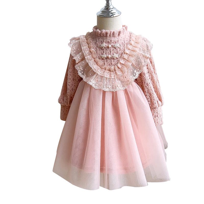 Girls' Winter Princess Lace Dress - Chinese Style Birthday Outfit (GC0392)