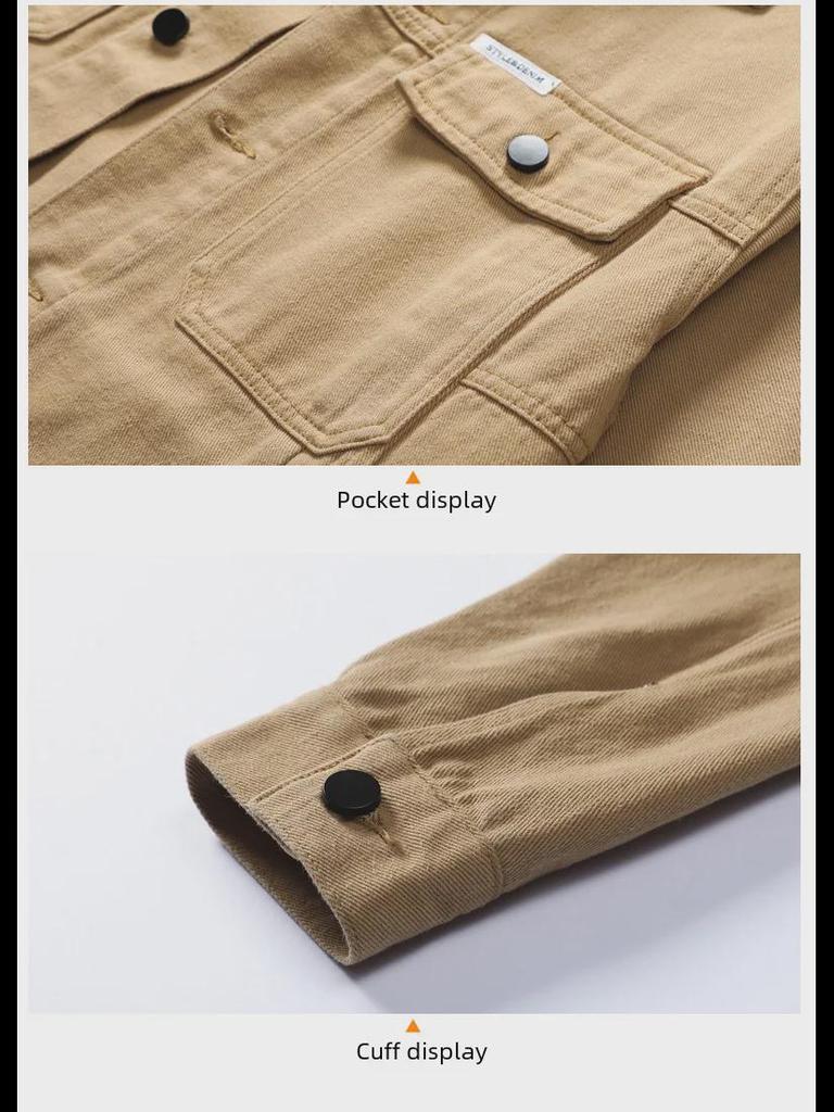 Men's Black Denim Jacket - Casual Workwear for Spring & Autumn