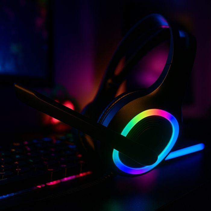 Casque Gaming - SHOP-STORY - LUMICASQ - LED Multicolores - Micro Flexible - 40mm Stéréo
