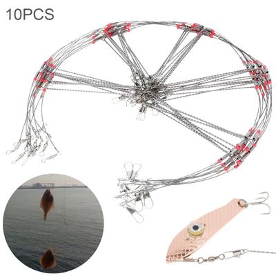 10pcs Stainless Steel Fishing Line Rig Fishing Leaders with Lure Swivel Snaps Saltwater Wire Bottom Tackle Rigs