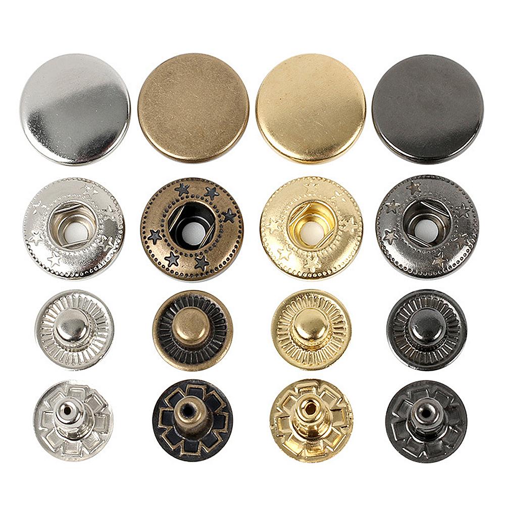 20Sets/Pack 10-15Mm Metal Snap Buttons Sewing Accessories Botones Snaps Button For Clothing Bags Leather Pressure Snap Fasteners