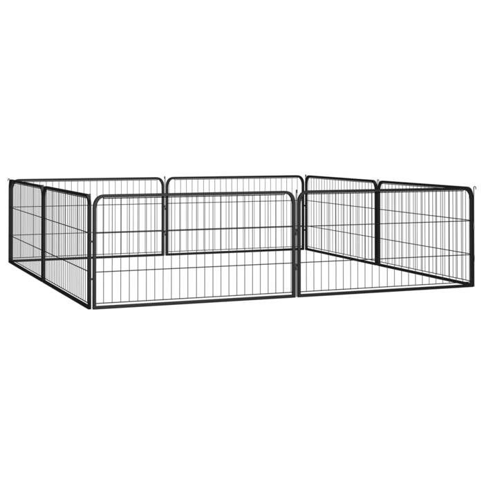 VidaXL Dog Playpen 8 Panels Black 100x50cm Powder-Coated Steel 3115967