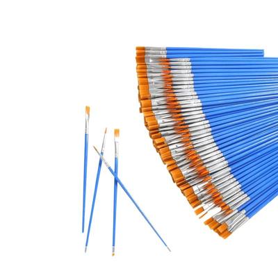 100/130/160/180/200Pcs Painting Brushes Set Art Flat Tip Round Nylon Hair Paint Brush For Acrylic Watercolor Kids/Artists