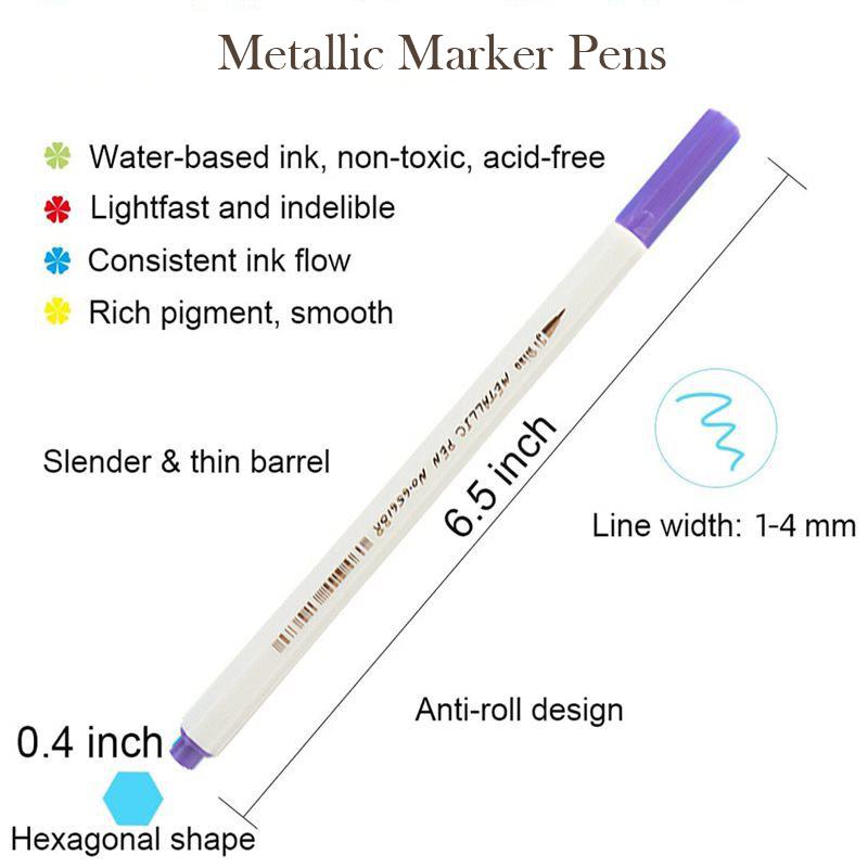 Kit 30 Colors Metallic Marker Pen Water-based Ink