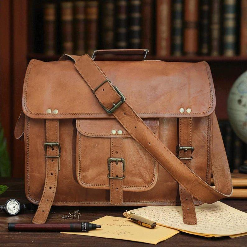 

Сумка-мессенджер из натуральной кожи ручной работы – Винтажная сумка через плечо с пряжками | Сумка через плечо из натуральной кожи растительного дубления для мужчин и женщин 13 x 10 x 4 in