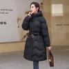 Bavlněná bunda Dámská středně dlouhá zimní korejská verze Volná a zeštíhlující oversized bunda s kapucí a zesílenou bavlněnou bundou